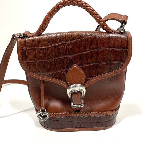 Brighton Vintage Y2K 90s Leather Medium Bucket Bag Purse, Crossbody Shoulder Bag - Picture 2 of 13